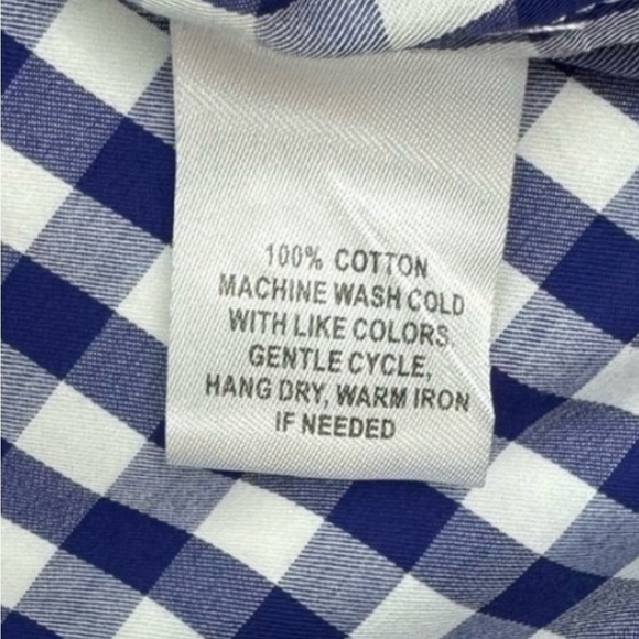 UNTUCKit Women's Belleza Button Up Long Sleeve Blue Gingham Shirt Navy White NEW - Picture 5 of 13